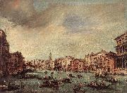 GUARDI, Francesco The Grand Canal, Looking toward the Rialto Bridge sg oil painting